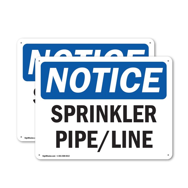 Signmission Sprinkler Pipe Line, 14 in W x Rectangle, Plastic OS-2PACK-NS-P-1014-L-18399 - main